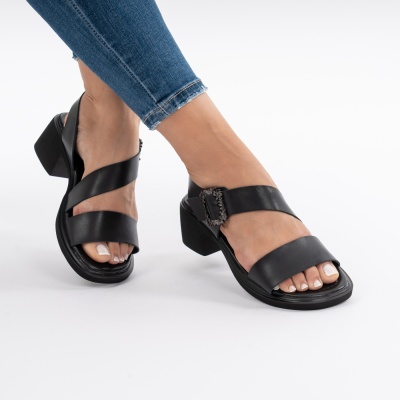 Pantofi Tip Sandale Piele Naturala Talpa Comoda JY5769 Negru