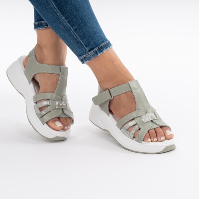 Pantofi Tip Sandale Piele Naturala Talpa Comoda JY57811 Verde