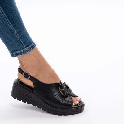 Pantofi Tip Sandale Piele Naturala Talpa Comoda T-8021-2 Negru