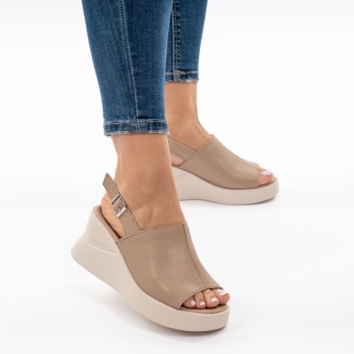 Pantofi Tip Sandale Piele Naturala Talpa Comoda T-8038 Khaki