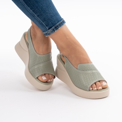 Pantofi Tip Sandale Piele Naturala Talpa Comoda T-8055-2 Verde
