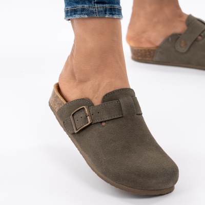 Saboti Talpa Ortopedica Piele Naturala KRS-01 Kaki