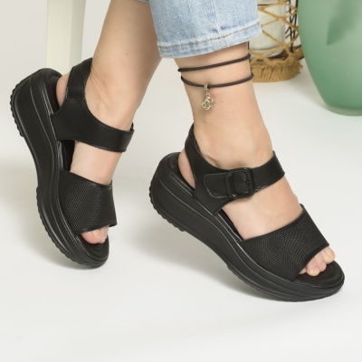 Sandale Piele Naturala Negru F001-797