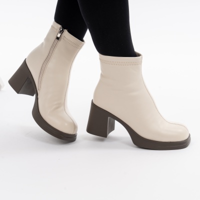 Botine Piele Naturala Bej 1350