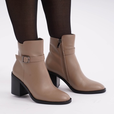 Botine Piele Naturala Bej SN5002