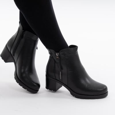 Botine Piele Naturala Negre 156