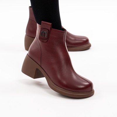 Botine Piele Naturala Visiniu 6606