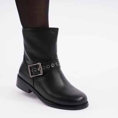 Cizme Scurte Piele Naturala Negre SN5009