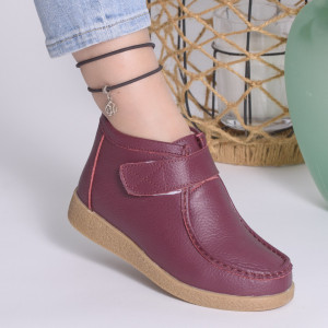 Ghete Imblanite Piele Naturala Visiniu 9601-2