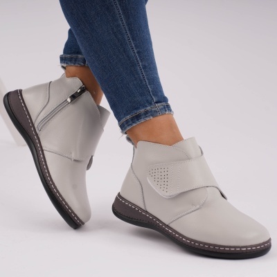Ghete Piele Naturala Imblanite Talpa Casual Gri XH041