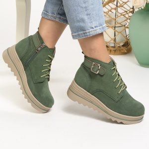 Ghete Piele Naturala Imblanite Talpa Striată Kaki 2021-1A