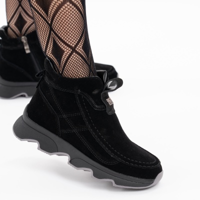 Ghete Piele Naturala Imblanite Talpa Striată Negre JY7911
