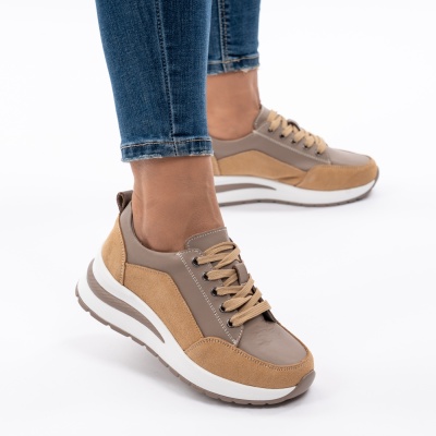 Pantofi Casual Din Piele Naturala Bej A568