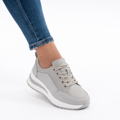 Pantofi Casual Din Piele Naturala Gri A568