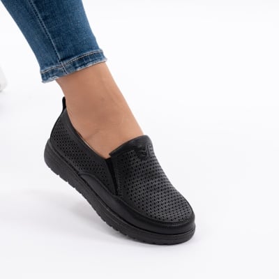 Pantofi Casual Din Piele Naturala Negri 1260-10