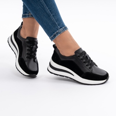 Pantofi Casual Din Piele Naturala Negri A568