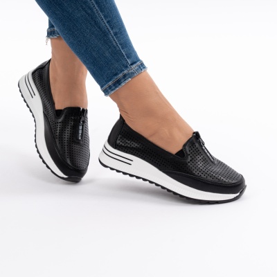 Pantofi Casual Din Piele Naturala Negri Q892