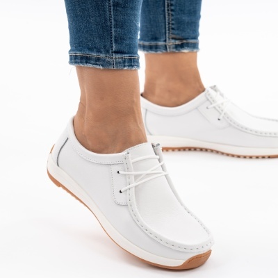 Pantofi Casual Piele Naturala Alb AN8517-5