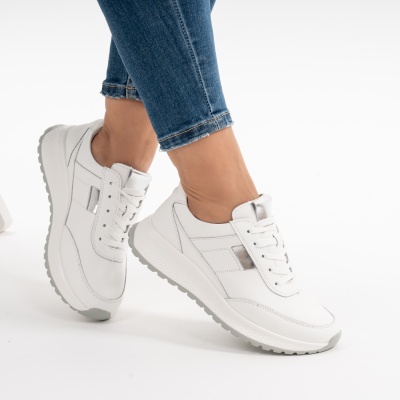 Pantofi Casual Piele Naturala Alb F001-973