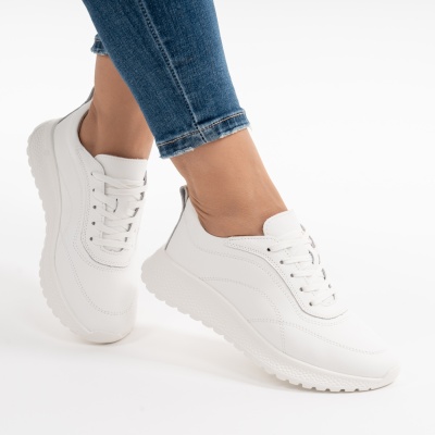 Pantofi Casual Piele Naturala Alb F001-977