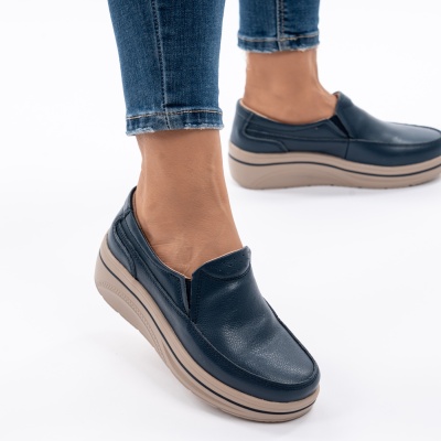 Pantofi Casual Piele Naturala Albastru 1152