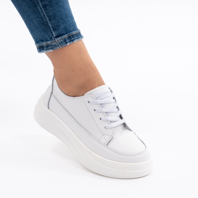 Pantofi Casual Piele Naturala Albi 202