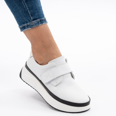 Pantofi Casual Piele Naturala Albi T6086