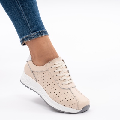 Pantofi Casual Piele Naturala Bej 523