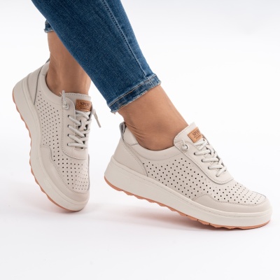 Pantofi Casual Piele Naturala Bej QL1067