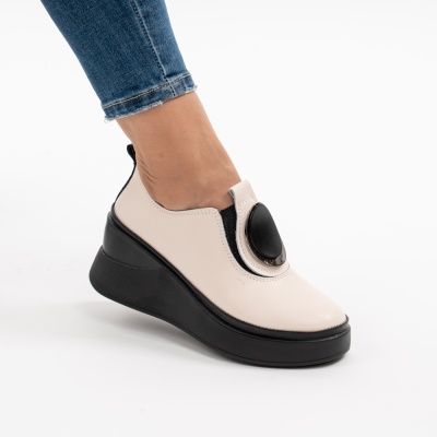 Pantofi Casual Piele Naturala Bej T6050
