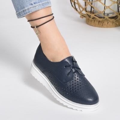 Pantofi Casual Piele Naturala Bleumarin 1235