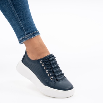 Pantofi Casual Piele Naturala Bleumarin T-16