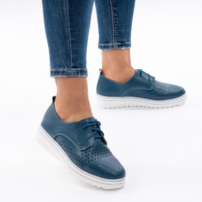 Pantofi Casual Piele Naturala Blue 1235