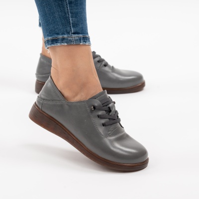 Pantofi Casual Piele Naturala Gri 1901