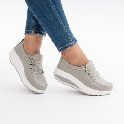 Pantofi Casual Piele Naturala Gri 2075