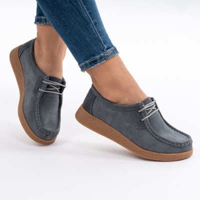 Pantofi Casual Piele Naturala Gri 8517-1