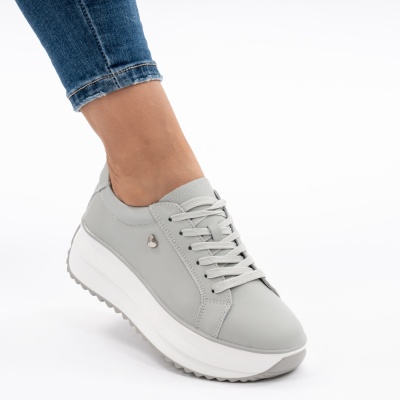 Pantofi Casual Piele Naturala Gri F001-775