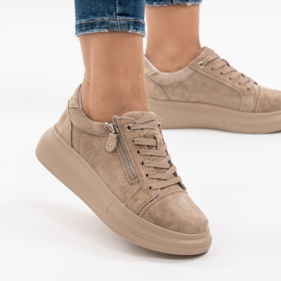 Pantofi Casual Piele Naturala Kahki F002-651