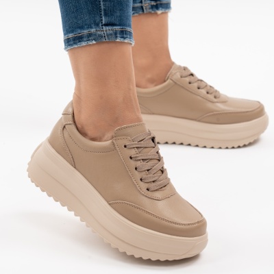 Pantofi Casual Piele Naturala Kahki T6052