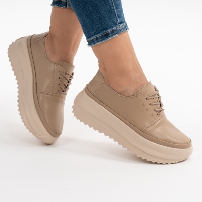 Pantofi Casual Piele Naturala Kahki T6055