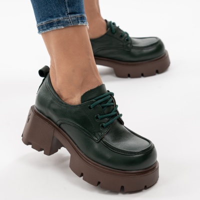 Pantofi Casual Piele Naturala Kaki AN50318