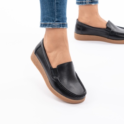 Pantofi Casual Piele Naturala Negri 1121-2