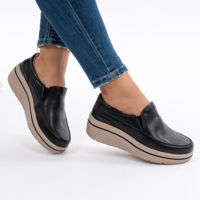 Pantofi Casual Piele Naturala Negri 1152