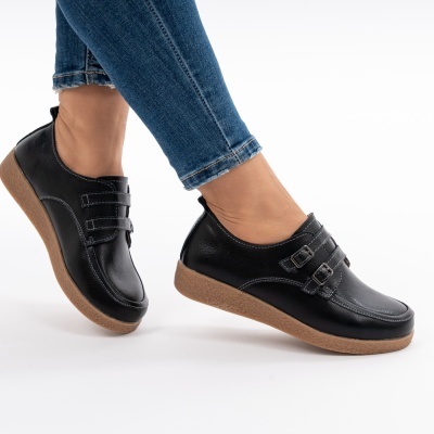 Pantofi Casual Piele Naturala Negri 8512