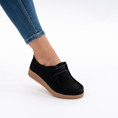 Pantofi Casual Piele Naturala Negri 8517-1