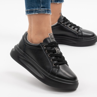 Pantofi Casual Piele Naturala Negri AW468