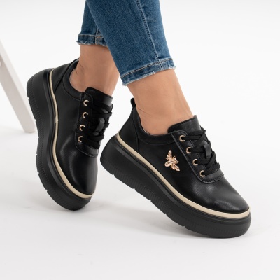 Pantofi Casual Piele Naturala Negri F002-353