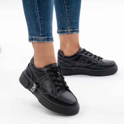 Pantofi Casual Piele Naturala Negri JY6821
