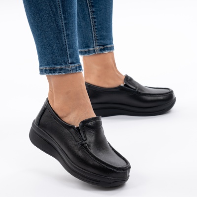 Pantofi Casual Piele Naturala Negri PL-53