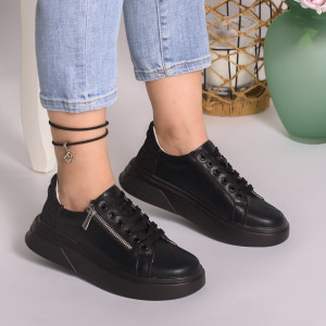 Pantofi Casual Piele Naturala Negri T5111